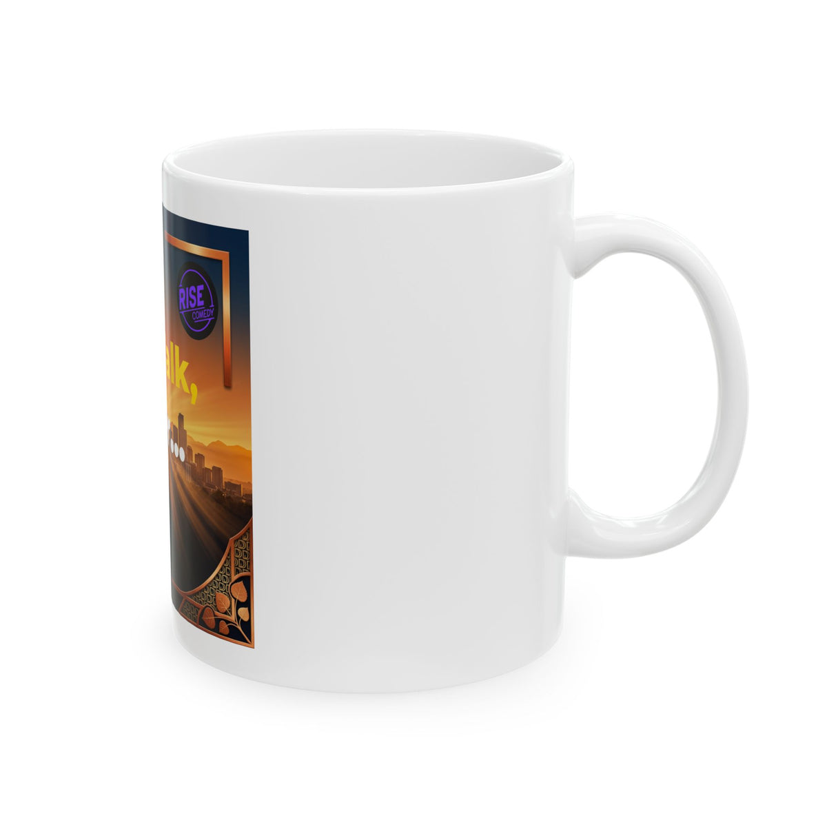 Let's Talk Denver Now Ceramic Mug — Sunrise Cityscape Coffee Cup (11oz, 15oz)