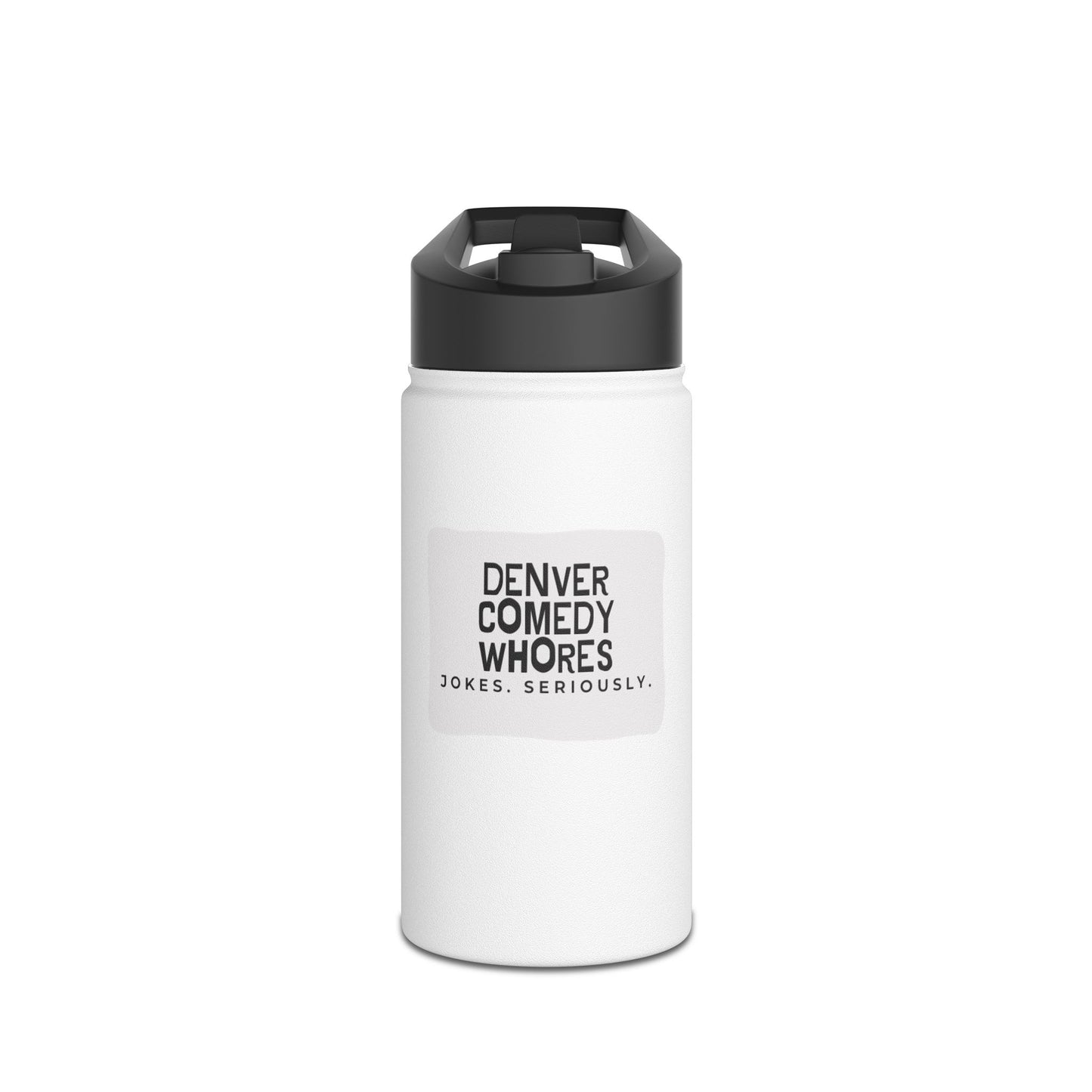 Stainless Steel Water Bottle — Denver Comedy Whores "Jokes. Seriously." Logo