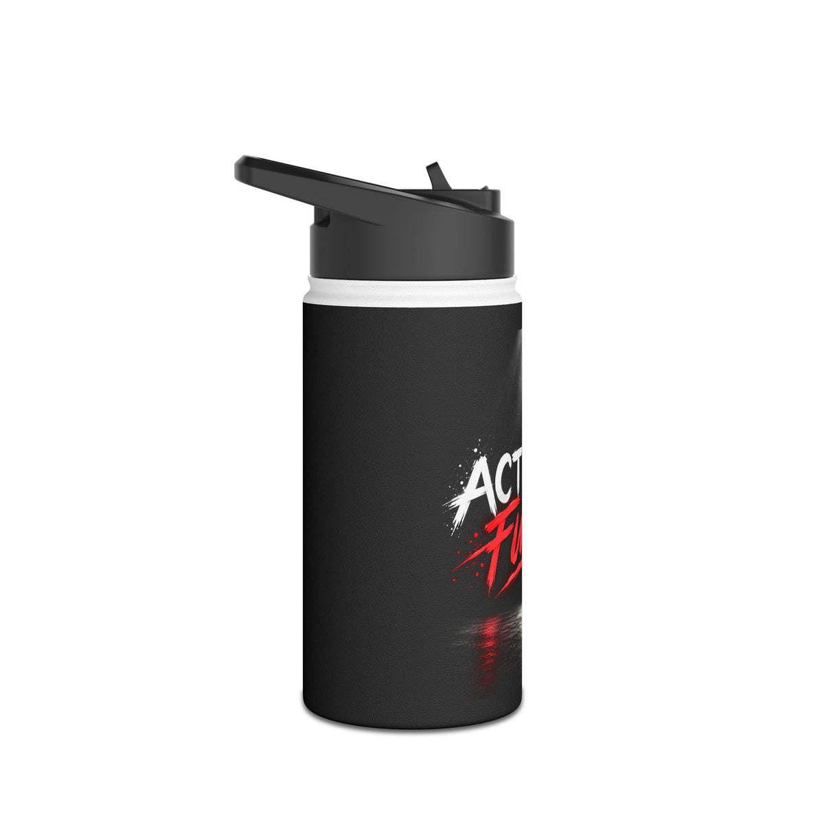 Actively Funny Stainless Steel Water Bottle — Insulated Black Bottle with 'Actively Funny' Graphic